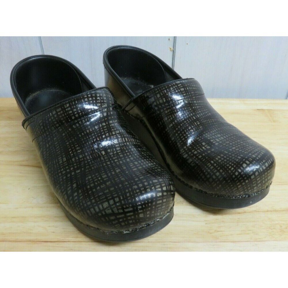 Dansko Professional Clogs Black Silver Womens Size EUR 38 US 7.5-8